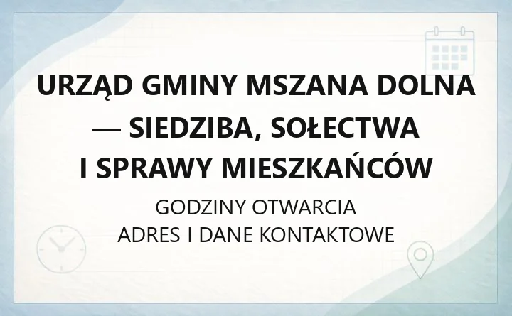 Urząd Gminy Mszana Dolna - siedziba, sołectwa i sprawy mieszkańców