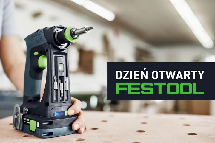 Obrazek przedstawia grafikę promocyjną wydarzenia Prezentacja narzędzi FESTOOL w salonie BETA-MEBLE