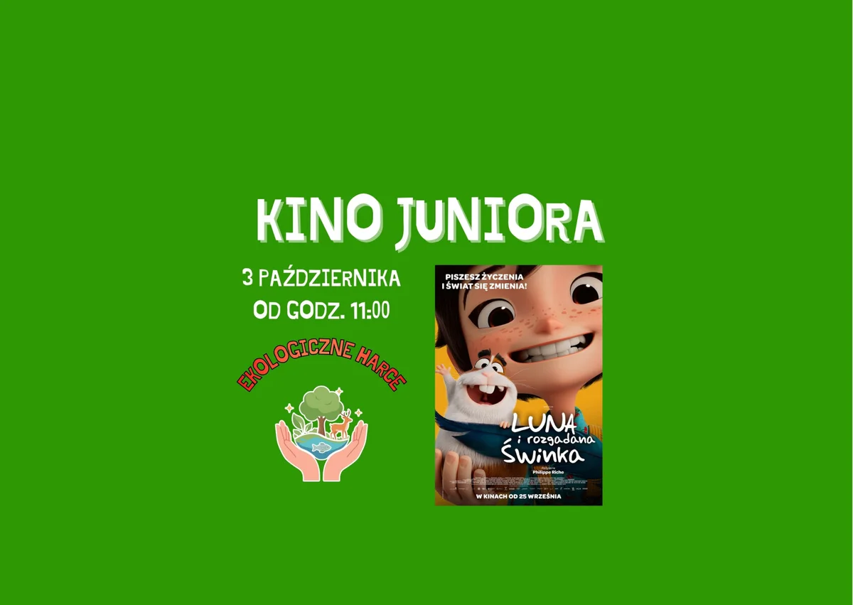 Grafika promocyjna wydarzenia Kino Juniora – „Luna i rozgadana świnka”