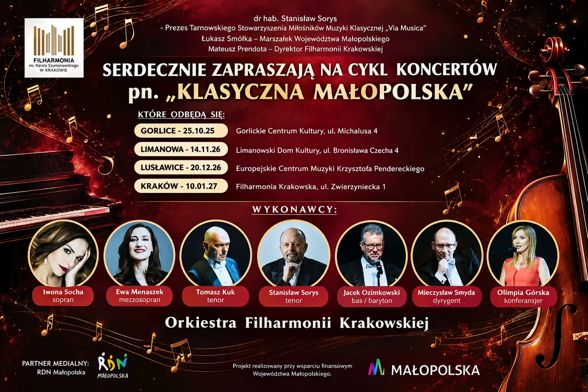 Grafika promocyjna wydarzenia Klasyczna Małopolska – koncert w Limanowie