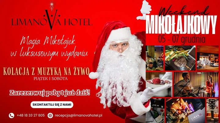 Grafika promocyjna wydarzenia Mikołajkowy Weekend w LimanoVa Hotel — 5–7 grudnia 2025