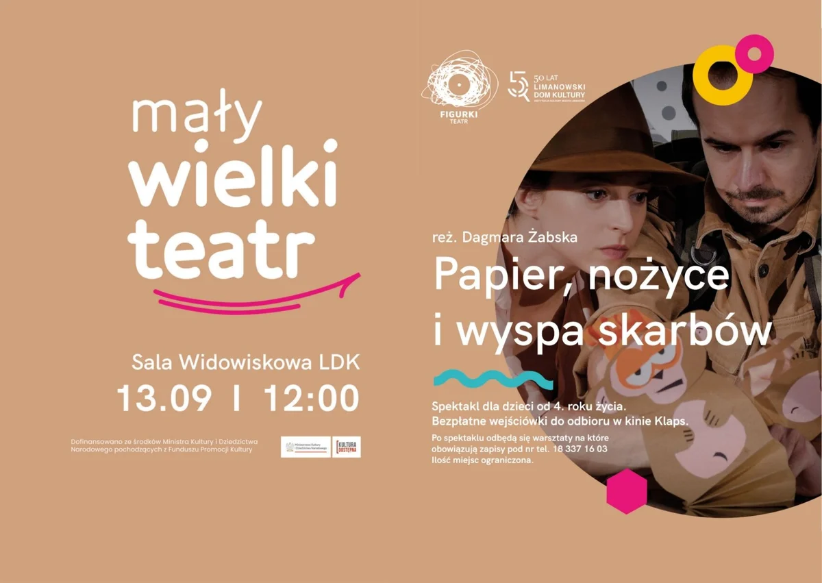 Grafika promocyjna wydarzenia Papier, nożyce i wyspa skarbów