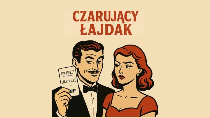 Obrazek przedstawia grafikę promocyjną wydarzenia Premiera komedii teatralnej „Czarujący łajdak” w Limanowej