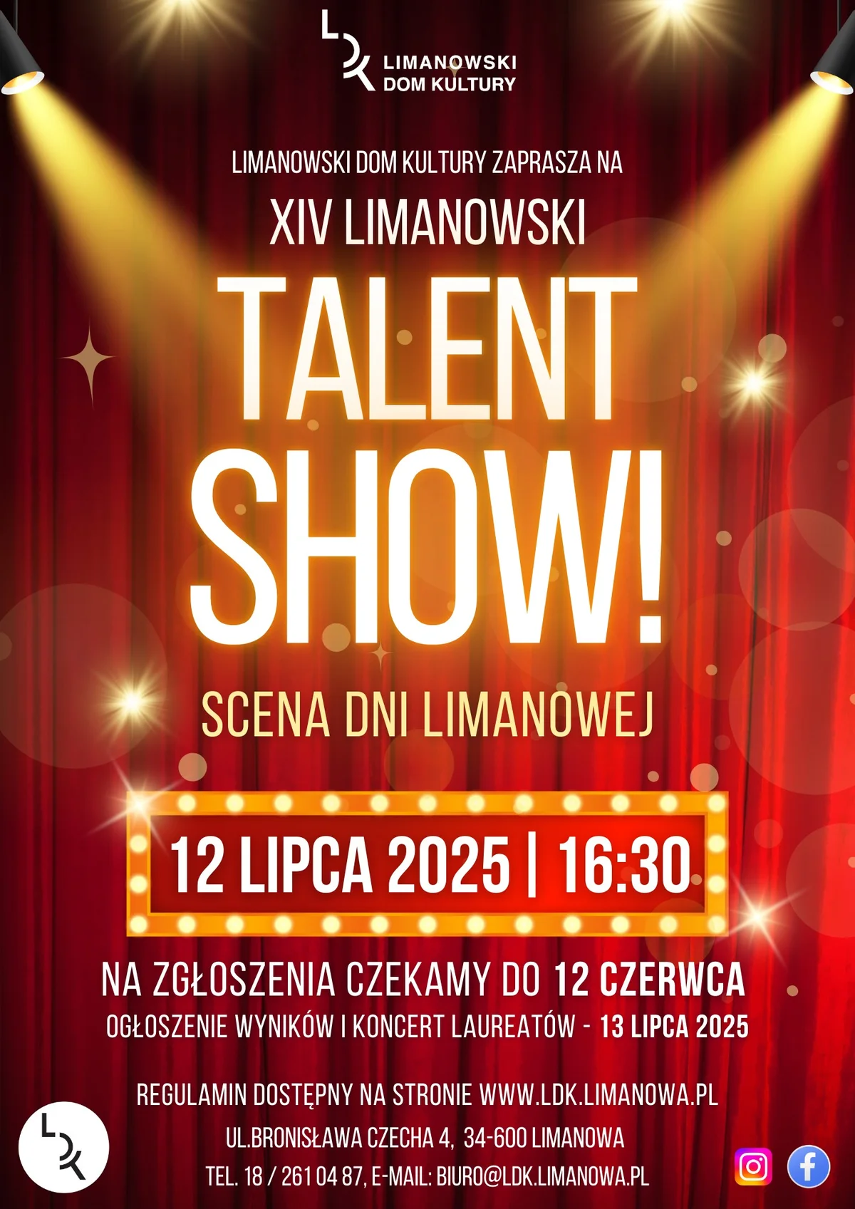Grafika promocyjna wydarzenia Przegląd talentów młodych artystów w Limanowej