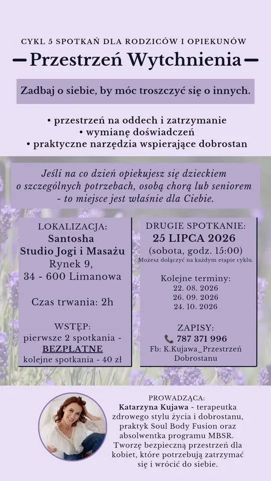 Grafika promocyjna wydarzenia PRZESTRZEŃ WYTCHNIENIA – spotkanie dla rodziców