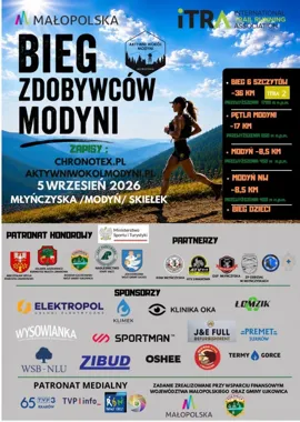 Grafika promocyjna wydarzenia Bieg Zdobywców Modyni 2026