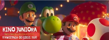 Grafika promocyjna wydarzenia Kino Juniora – „Super Mario Galaxy Film” w Limanowej