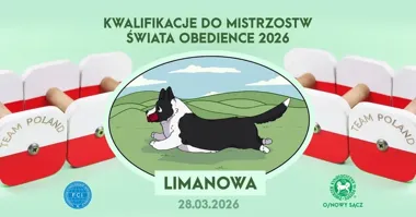 Grafika promocyjna wydarzenia Kwalifikacje do Mistrzostw Świata Obedience 2026 – Limanowa