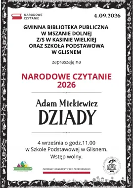 Grafika promocyjna wydarzenia Narodowe Czytanie 2026 – „Dziady” Adama Mickiewicza