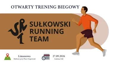 Grafika promocyjna wydarzenia Otwarty trening biegowy Limanowa 2026 – wspólne bieganie