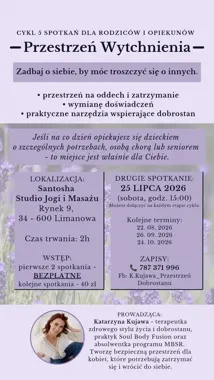 Grafika promocyjna wydarzenia PRZESTRZEŃ WYTCHNIENIA – spotkanie dla rodziców