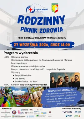 Grafika promocyjna wydarzenia Rodzinny Piknik Zdrowia w Rabce-Zdroju