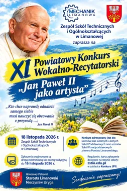 Grafika promocyjna wydarzenia Konkurs wokalno-recytatorski o Janie Pawle II w Limanowej