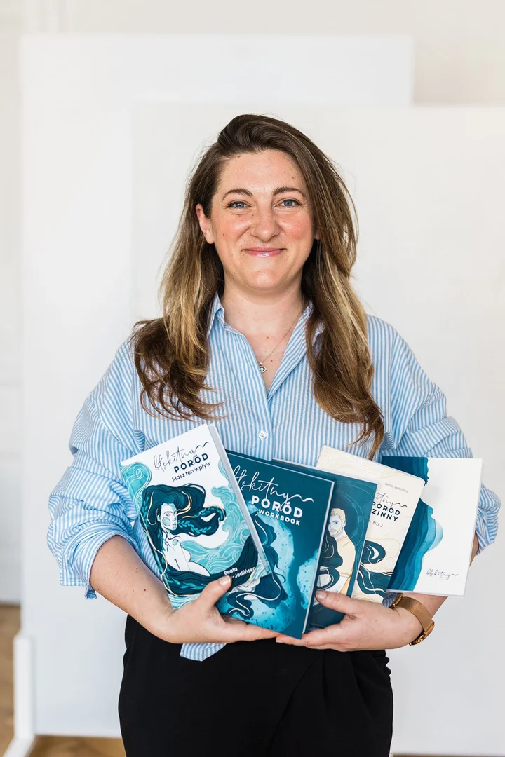 Grafika promocyjna wydarzenia Wieczór autorski Beaty Adamek — „Błękitny Poród. Masz ten wpływ”