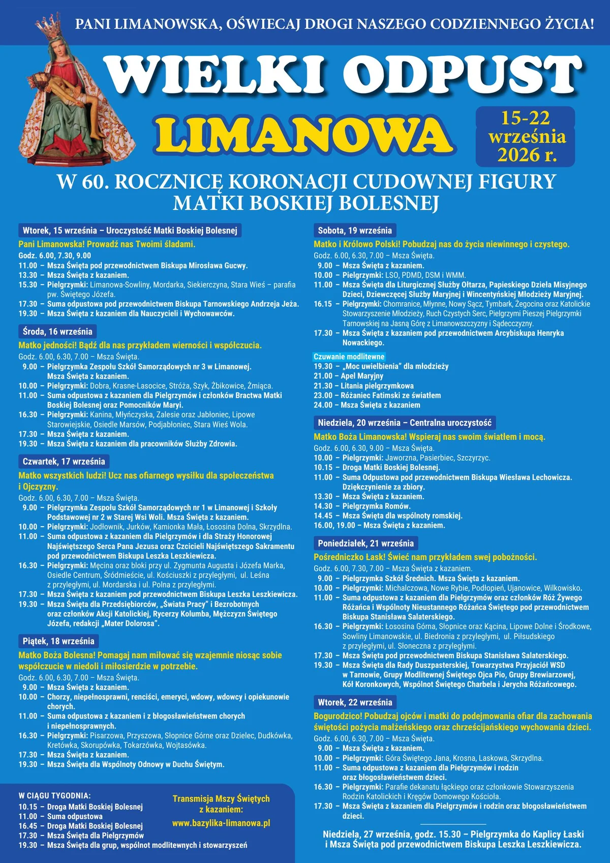 Grafika promocyjna wydarzenia Wielki Odpust Limanowski