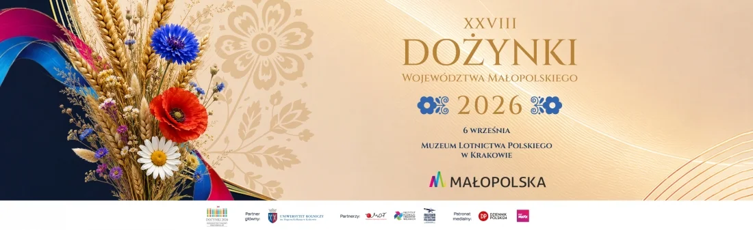 Grafika promocyjna wydarzenia XXVIII Dożynki Województwa Małopolskiego