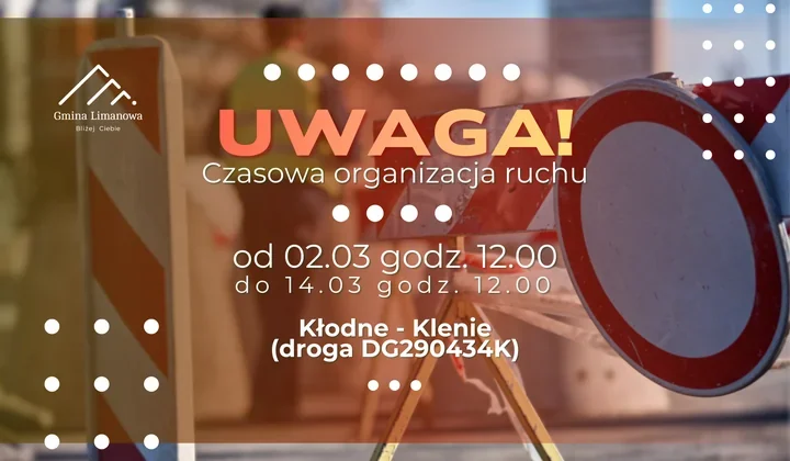 Czasowe zamknięcie drogi Kłodne–Klenie – kierowcy muszą liczyć się z objazdami