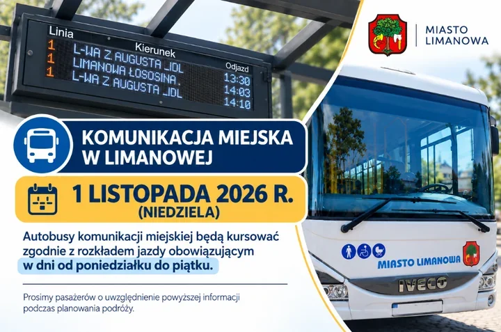W Limanowej autobusy pojadą jak w dzień roboczy w święto