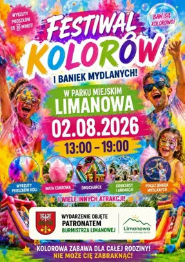 Kolory, bańki i proszki Holi. Rodzinny festiwal odbędzie się w Limanowej