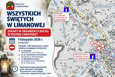 Wszystkich Świętych w Limanowej. Trzy odcinki ulic będą zamknięte