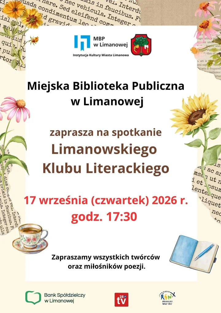 Limanowski Klub Literacki zaprasza nowych uczestników na wrześniowe spotkanie