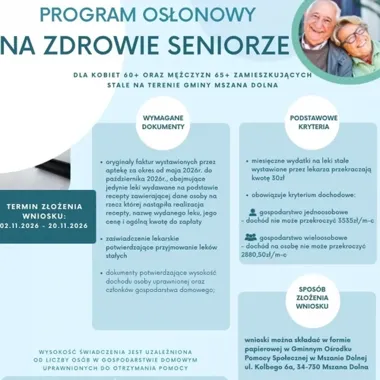 Seniorzy mogą dostać do 1800 zł na leki. Program obejmuje mieszkańców gminy Mszana Dolna