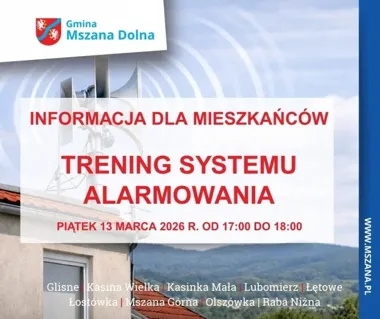 Syreny w całym powiecie – trening systemu alarmowego zaplanowany w Mszanie Dolnej